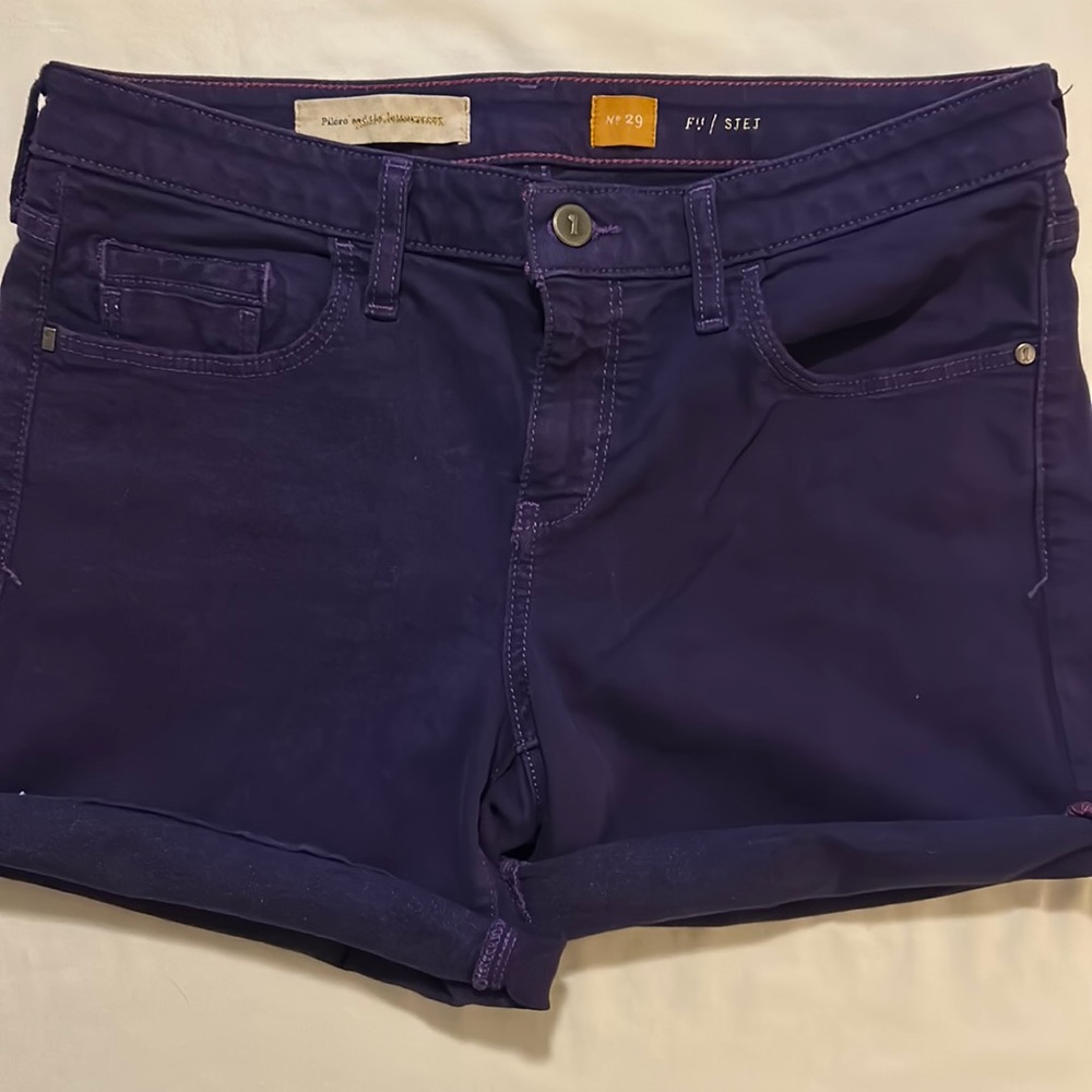 Pilcro and the letterpress purple jean shorts